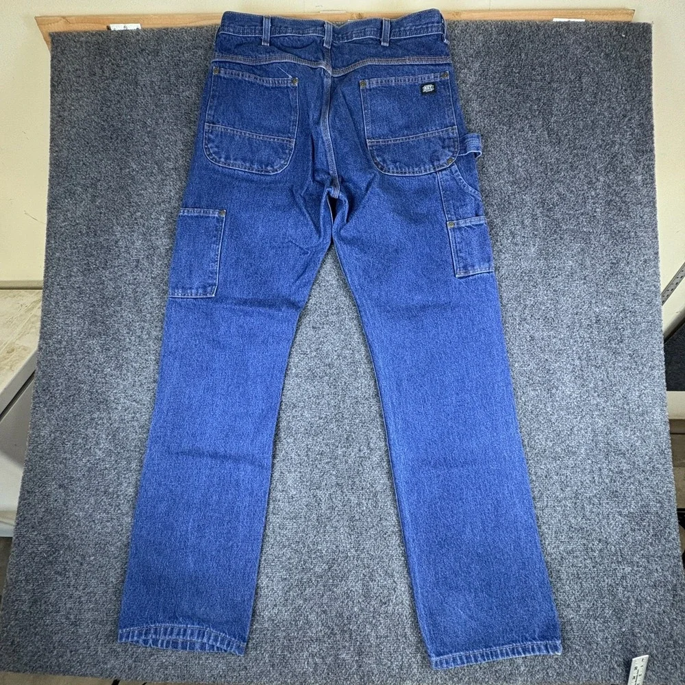 Key Apparel Carpenter Jeans Mens 34x33‎ Blue Denim Dungaree Cotton Double Front